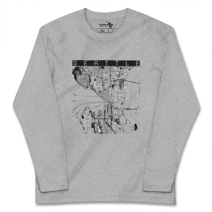 【シアトル（アメリカ）】地図柄ロングスリーブTシャツ