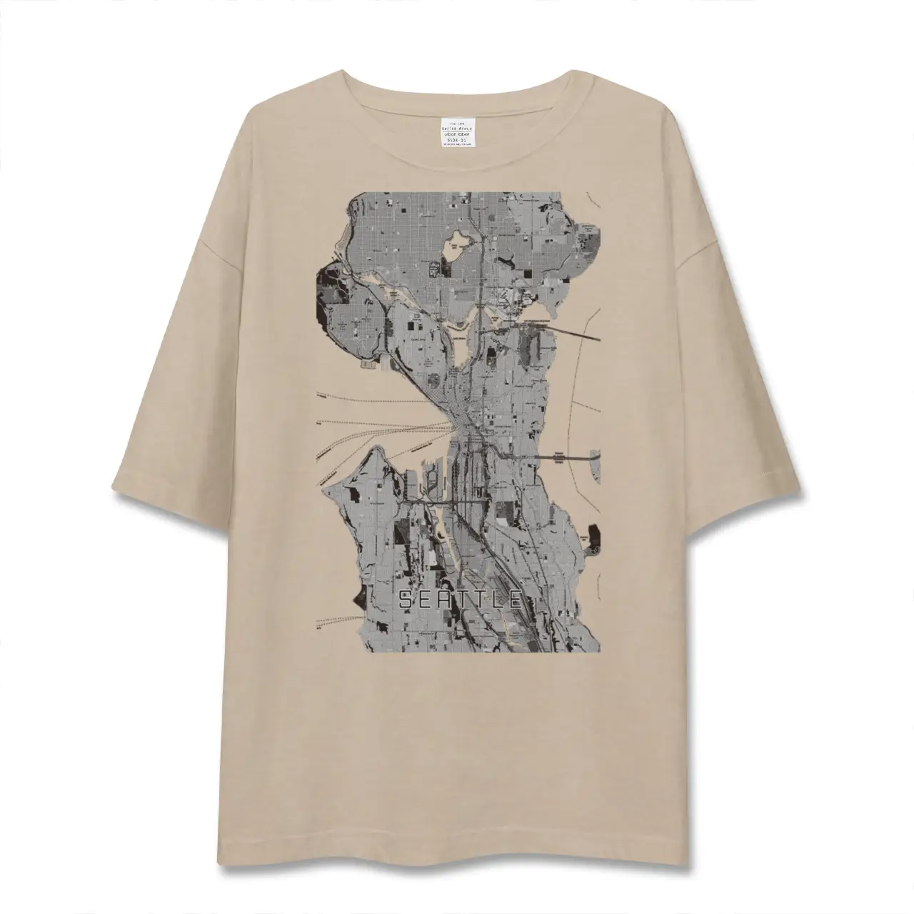 【シアトル（アメリカ）】地図柄ビッグシルエットTシャツ