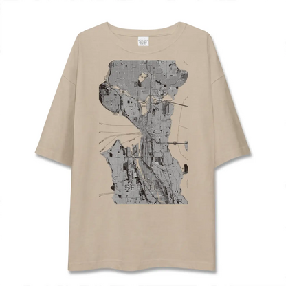 【シアトル（アメリカ）】地図柄ビッグシルエットTシャツ