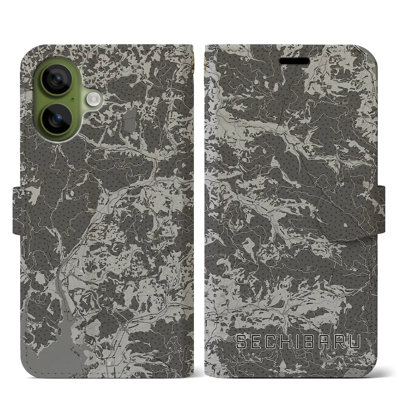 【世知原（長崎県）】地図柄iPhoneケース（手帳タイプ）