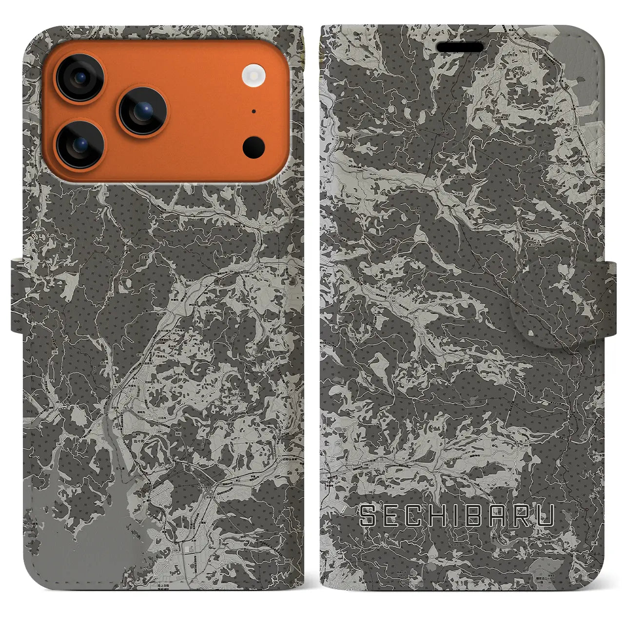 【世知原（長崎県）】地図柄iPhoneケース（手帳タイプ）