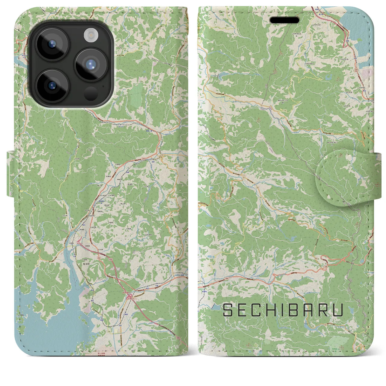 【世知原（長崎県）】地図柄iPhoneケース（手帳タイプ）