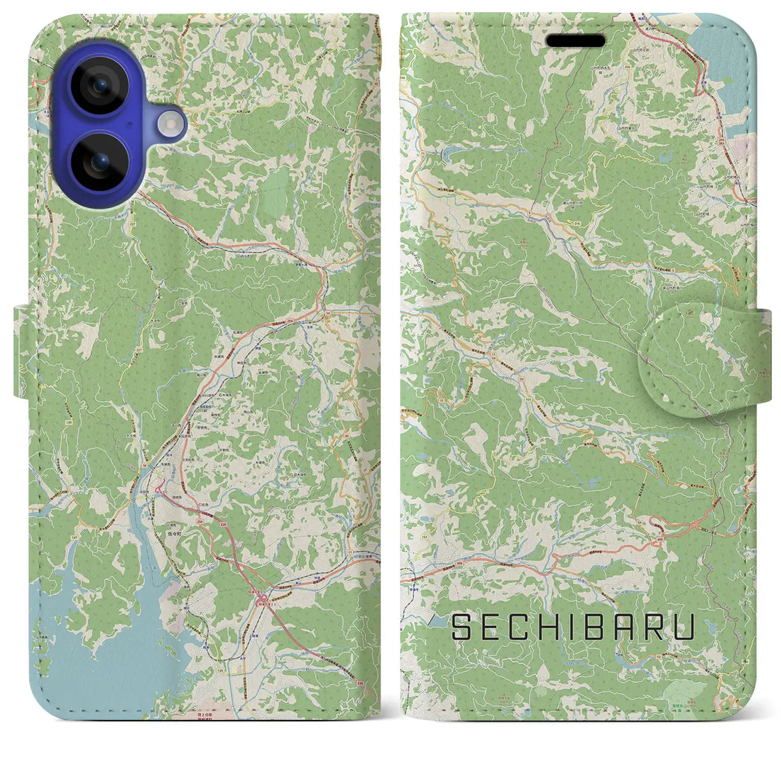 【世知原（長崎県）】地図柄iPhoneケース（手帳タイプ）ナチュラル・iPhone 16 Pro Max 用