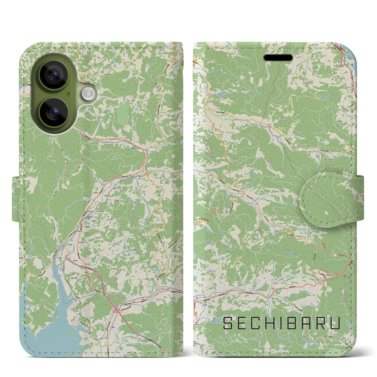 【世知原（長崎県）】地図柄iPhoneケース（手帳タイプ）