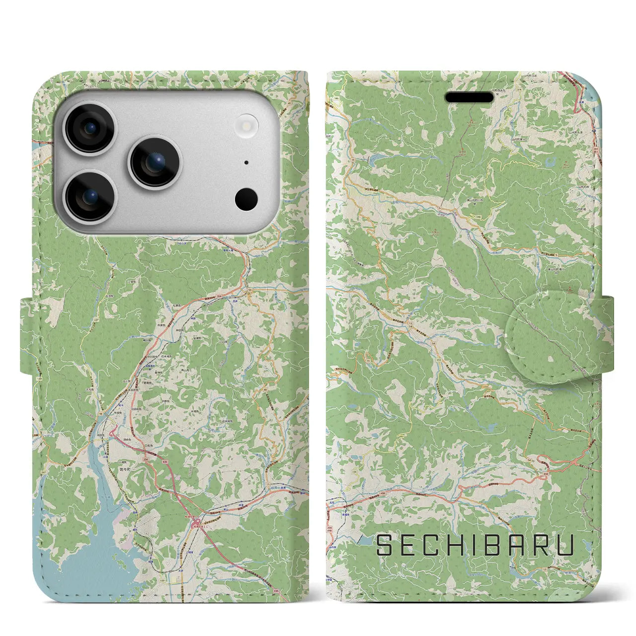 【世知原（長崎県）】地図柄iPhoneケース（手帳タイプ）