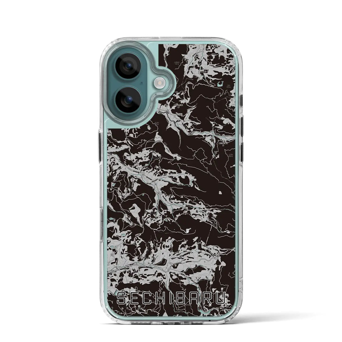 【世知原(長崎県)】地図柄iPhoneケース(MagSafeタイプ)モノトーン・iPhone 16 Pro 用