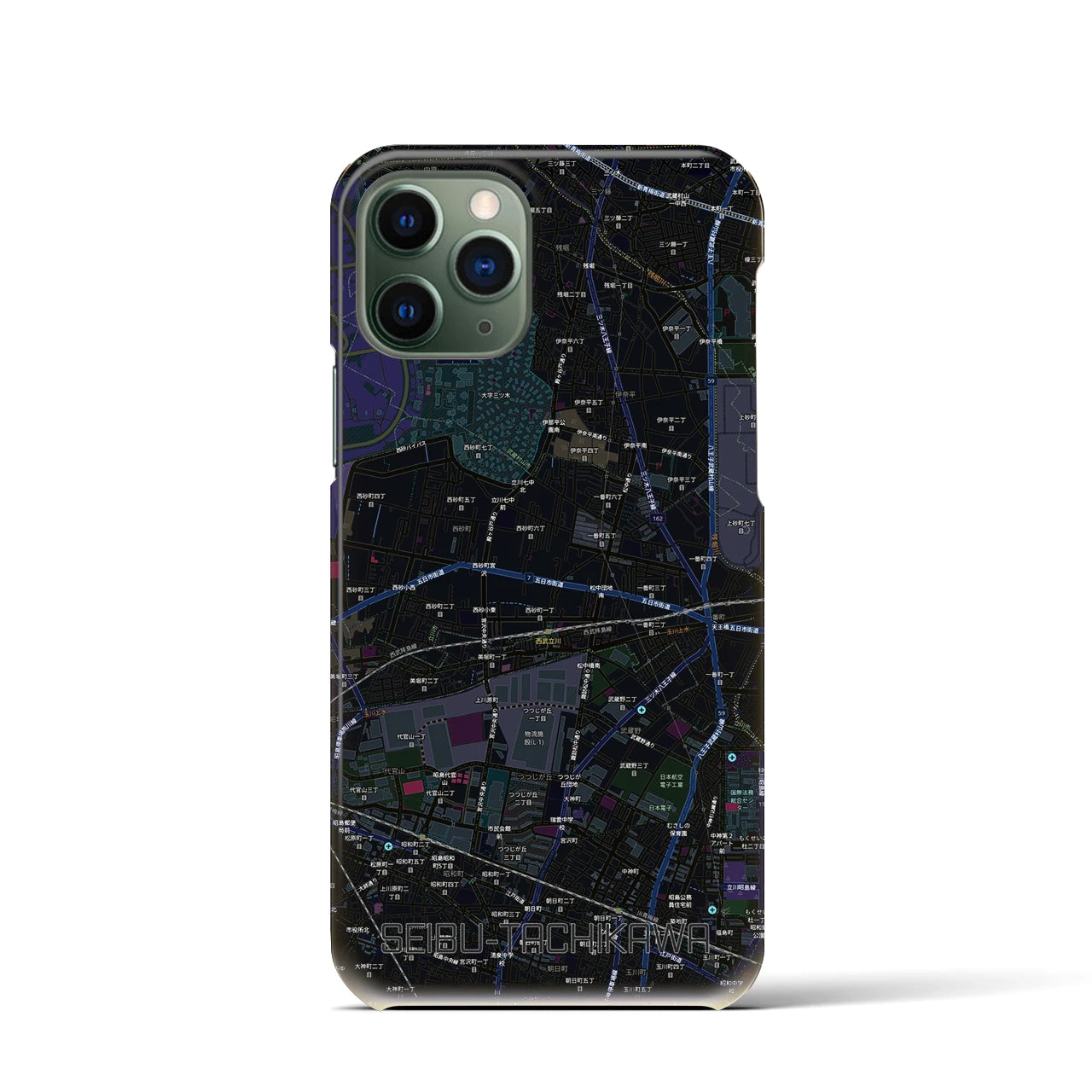 【西武立川（東京都）】地図柄iPhoneケース（バックカバータイプ）