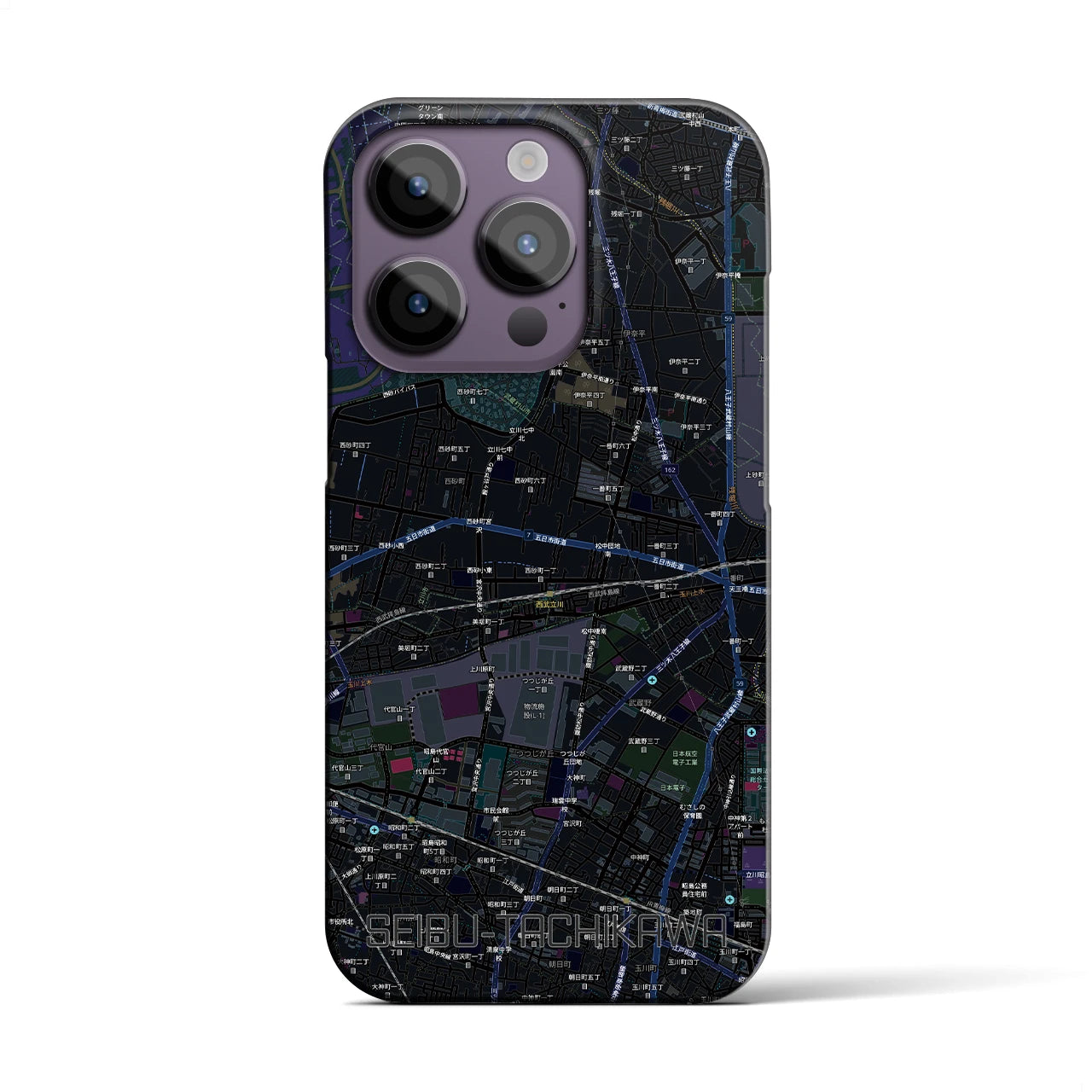 【西武立川（東京都）】地図柄iPhoneケース（バックカバータイプ）