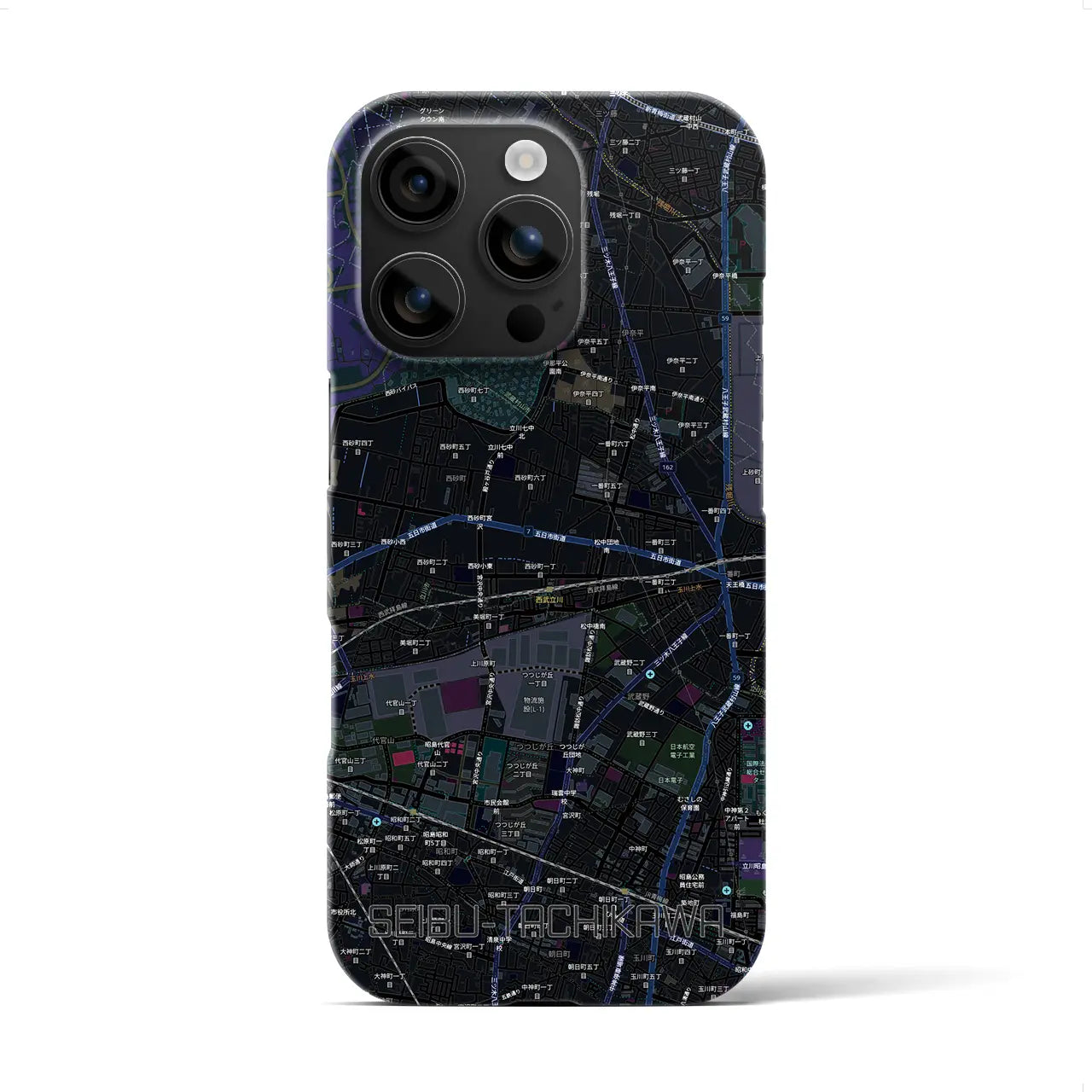 【西武立川（東京都）】地図柄iPhoneケース（バックカバータイプ）