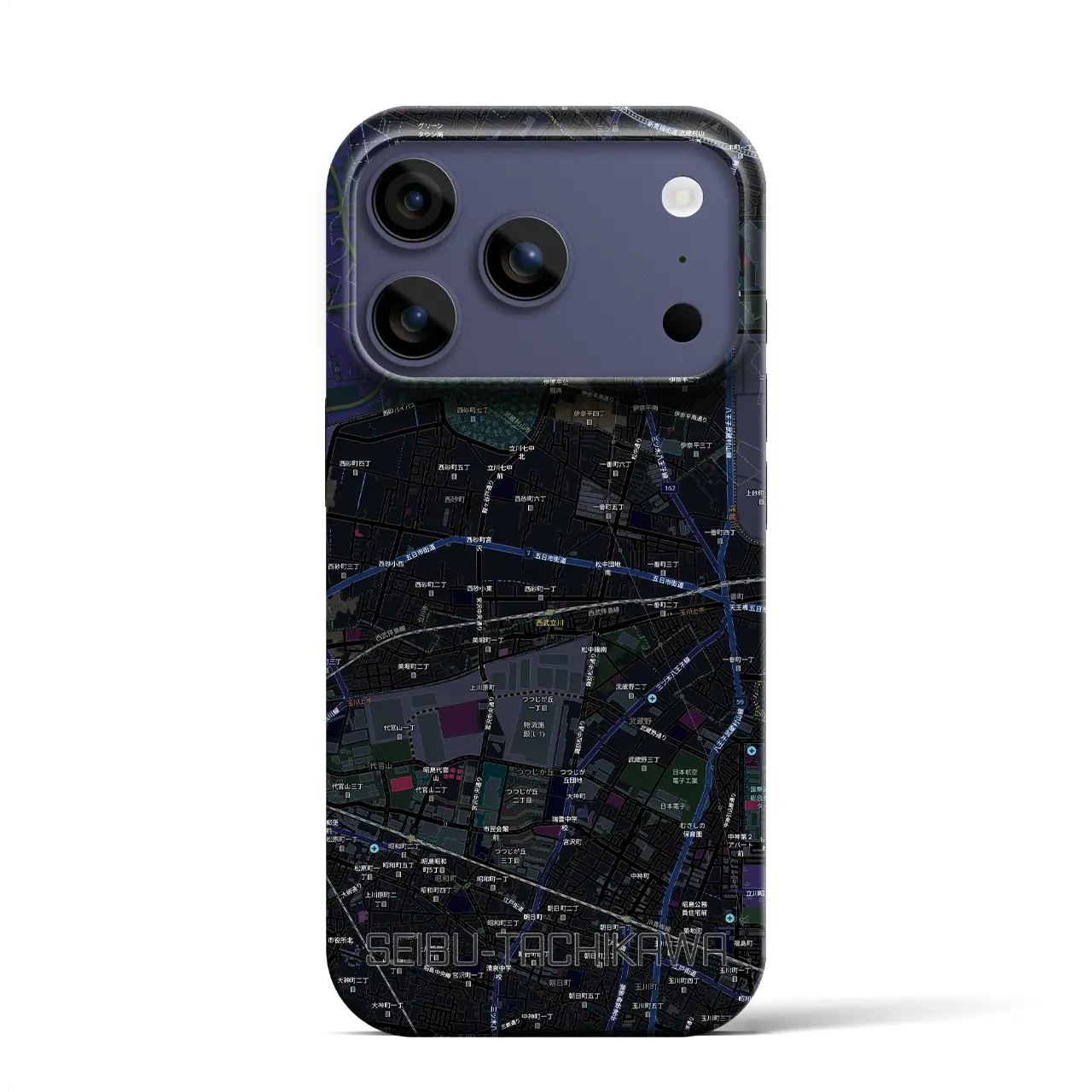 【西武立川（東京都）】地図柄iPhoneケース（バックカバータイプ）