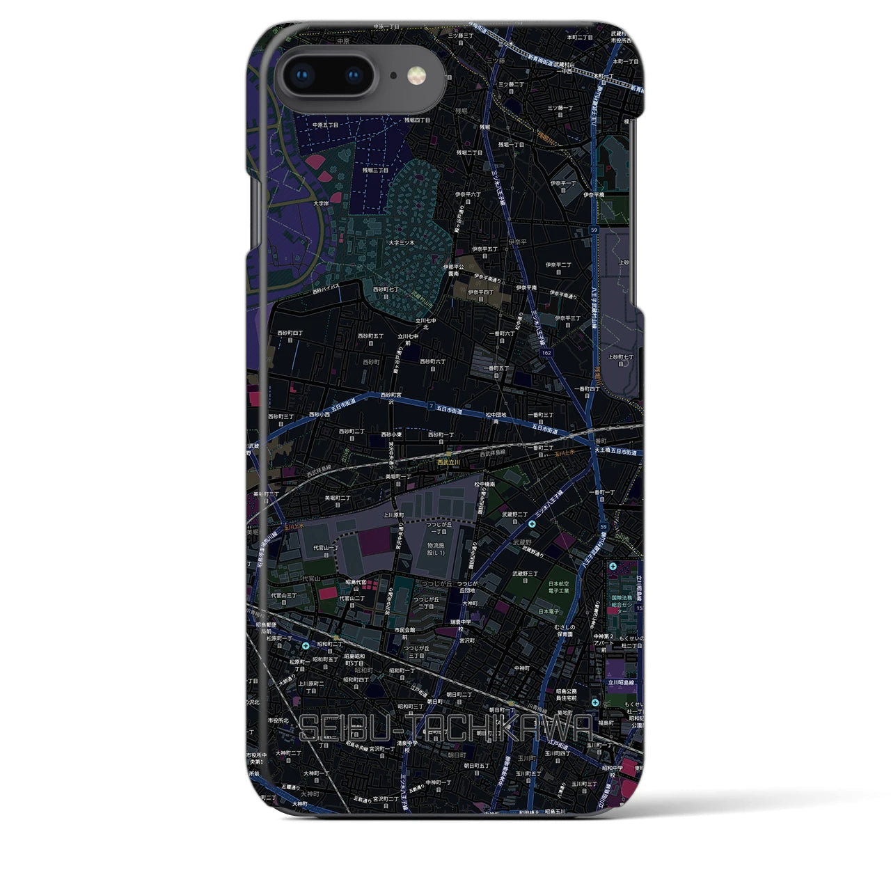 【西武立川（東京都）】地図柄iPhoneケース（バックカバータイプ）