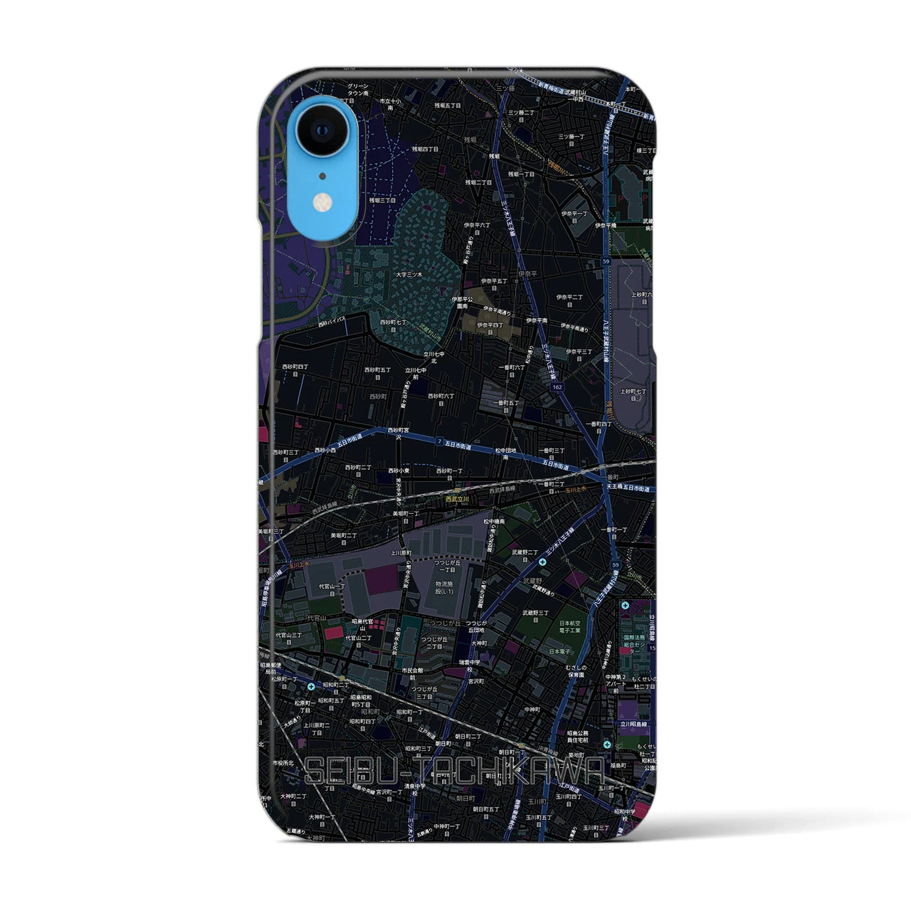 【西武立川（東京都）】地図柄iPhoneケース（バックカバータイプ）