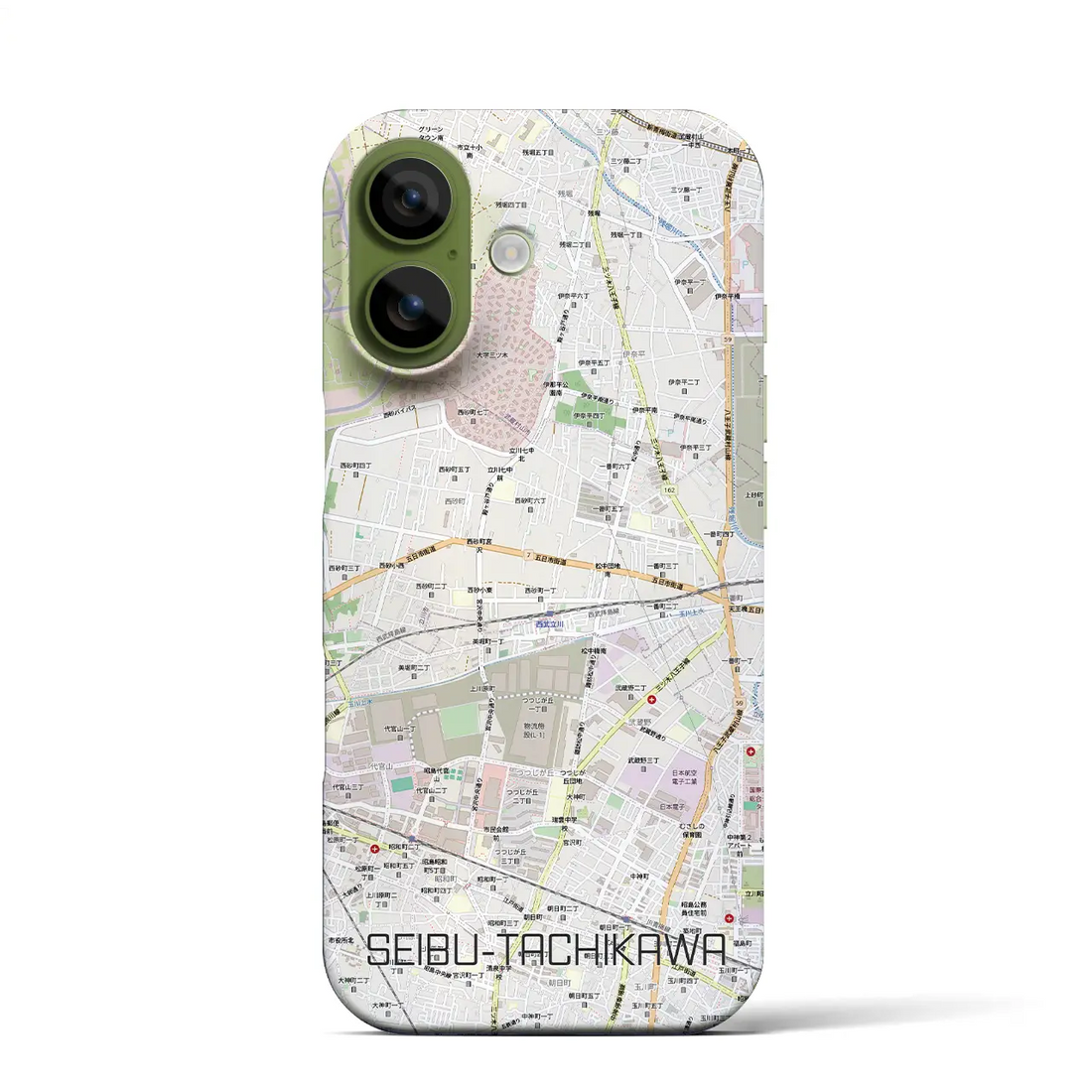 【西武立川(東京都)】地図柄iPhoneケース(バックカバータイプ)ナチュラル・iPhone 17 Pro Max 用