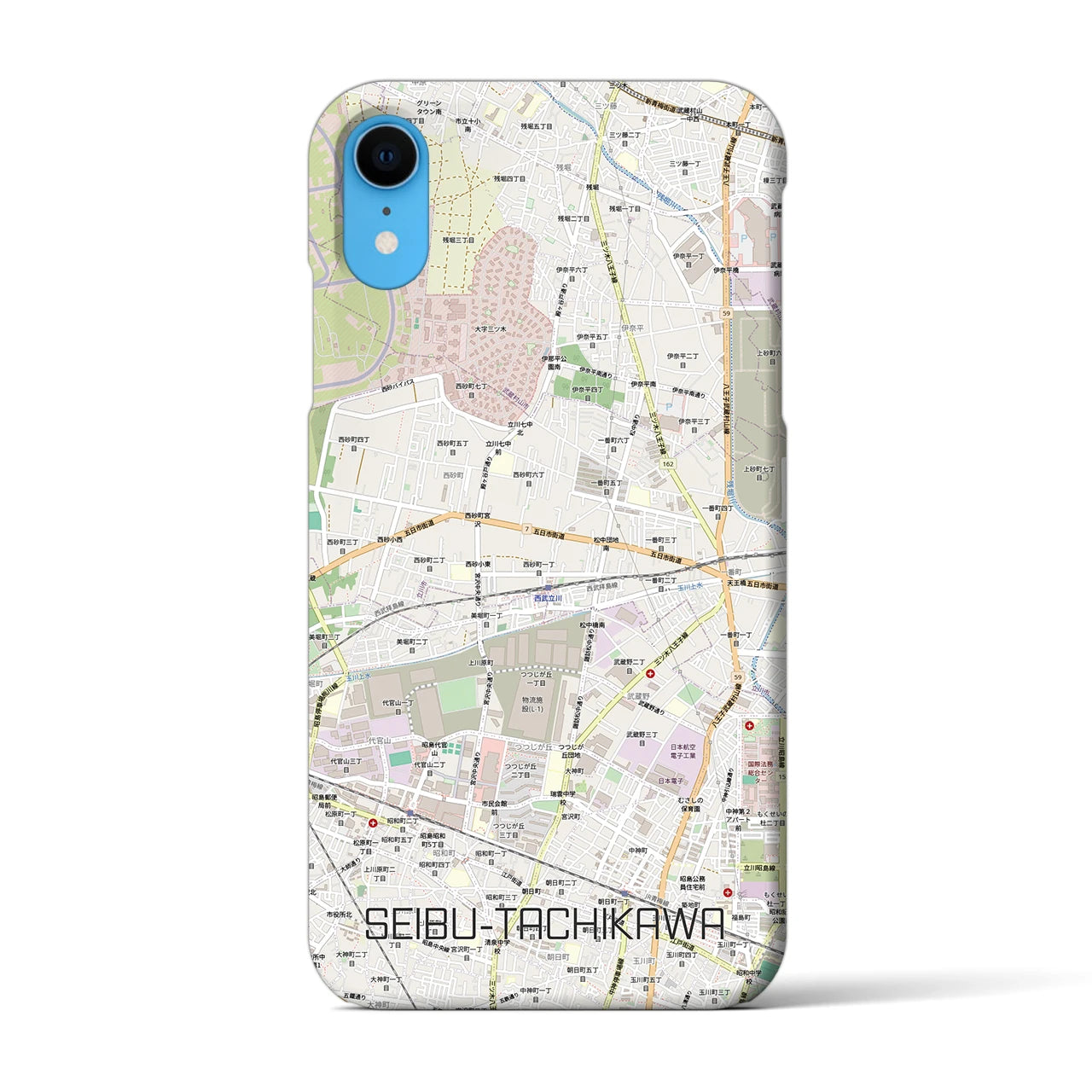 【西武立川（東京都）】地図柄iPhoneケース（バックカバータイプ）