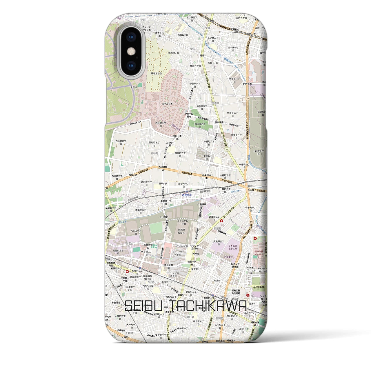 【西武立川（東京都）】地図柄iPhoneケース（バックカバータイプ）