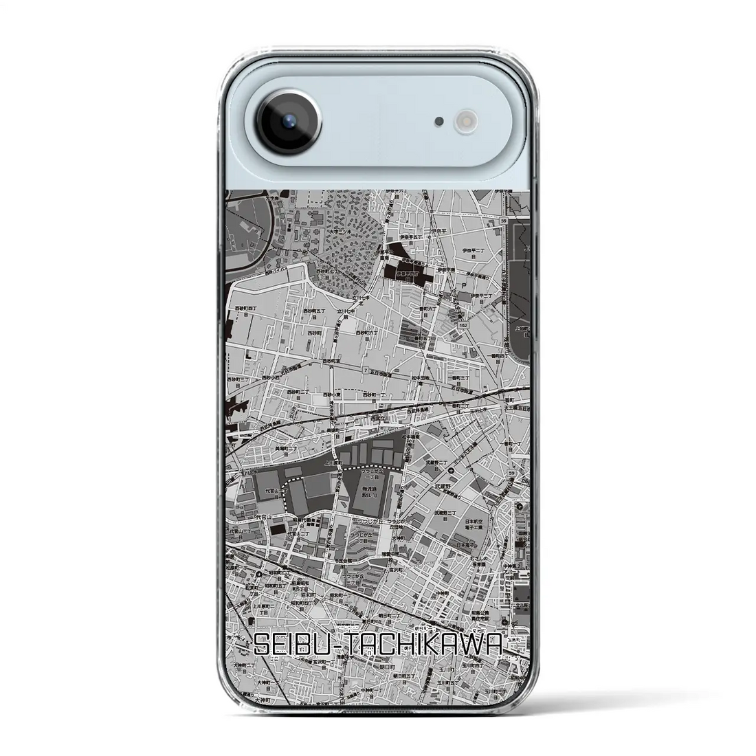 【西武立川(東京都)】地図柄iPhoneケース(クリアタイプ)モノトーン・iPhone 17 Pro Max 用