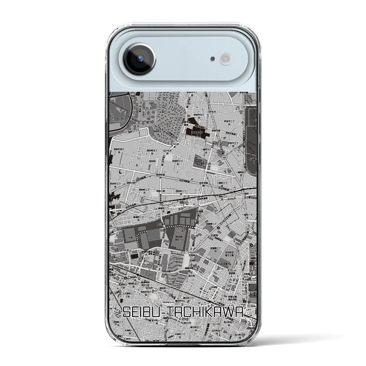 【西武立川（東京都）】地図柄iPhoneケース（クリアタイプ）モノトーン・iPhone 17 Pro Max 用