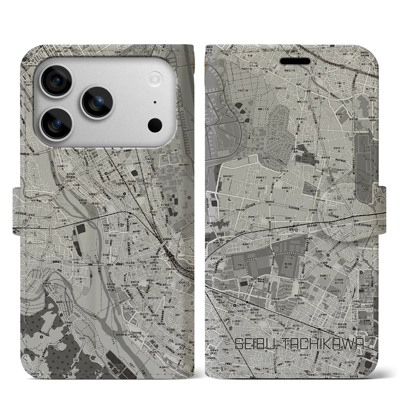 【西武立川（東京都）】地図柄iPhoneケース（手帳タイプ）