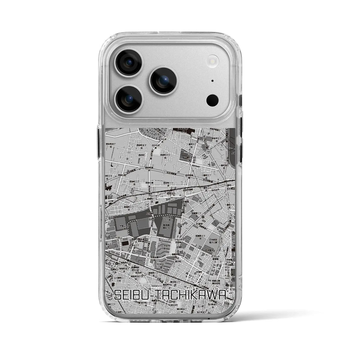 【西武立川（東京都）】地図柄iPhoneケース（MagSafeタイプ）モノトーン・iPhone 17 Pro Max 用