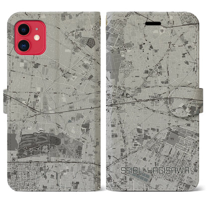 【西武柳沢（東京都）】地図柄iPhoneケース（手帳タイプ）モノトーン・iPhone 11 用
