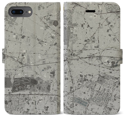 【西武柳沢（東京都）】地図柄iPhoneケース（手帳タイプ）モノトーン・iPhone 8Plus /7Plus / 6sPlus / 6Plus 用