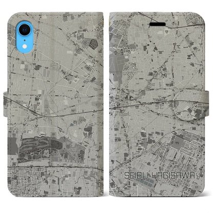 【西武柳沢（東京都）】地図柄iPhoneケース（手帳タイプ）モノトーン・iPhone XR 用