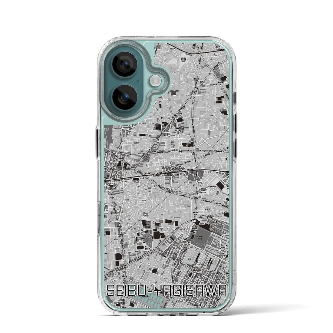 【西武柳沢(東京都)】地図柄iPhoneケース(MagSafeタイプ)モノトーン・iPhone 16 Pro 用