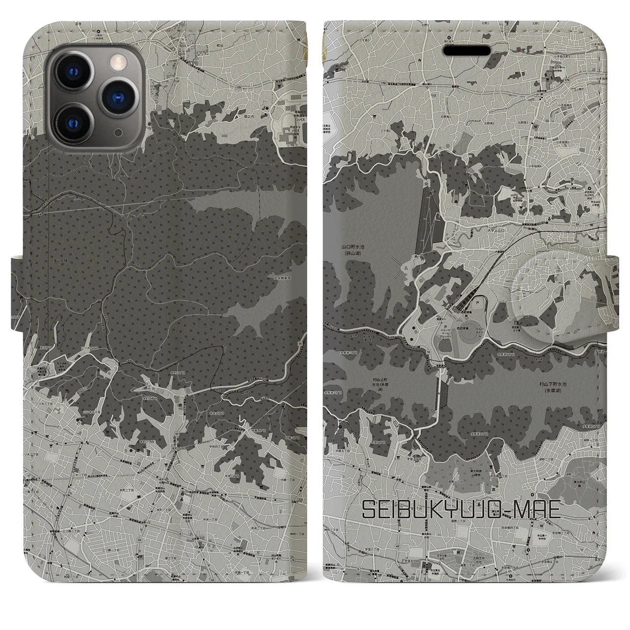 【西武球場前（埼玉県）】地図柄iPhoneケース（手帳タイプ）