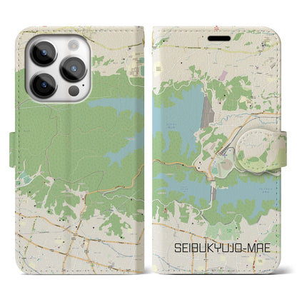 【西武球場前（埼玉県）】地図柄iPhoneケース（手帳タイプ）ナチュラル・iPhone 14 Pro 用