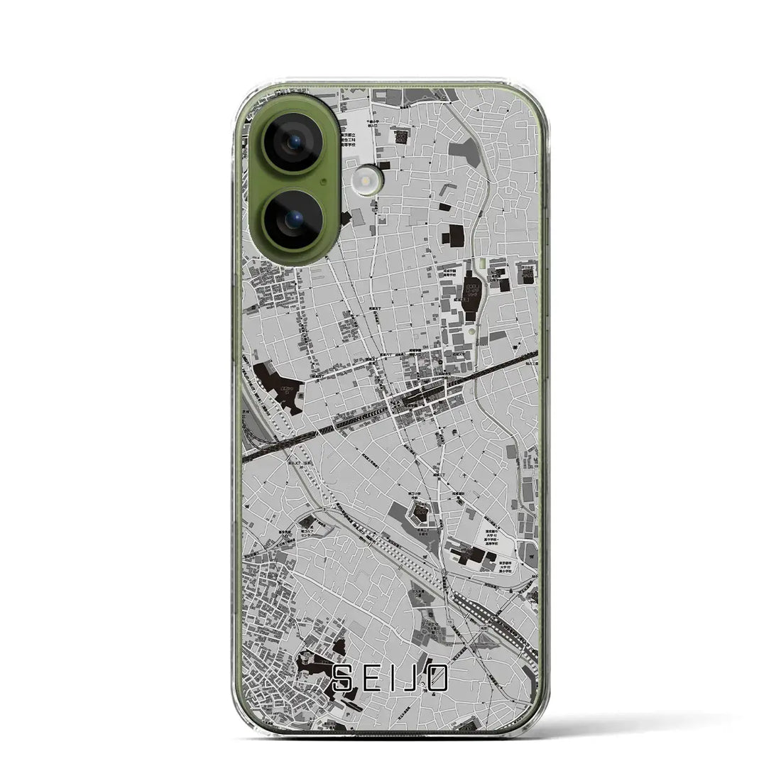 【成城(東京都)】地図柄iPhoneケース(クリアタイプ)モノトーン・iPhone 17 Pro Max 用