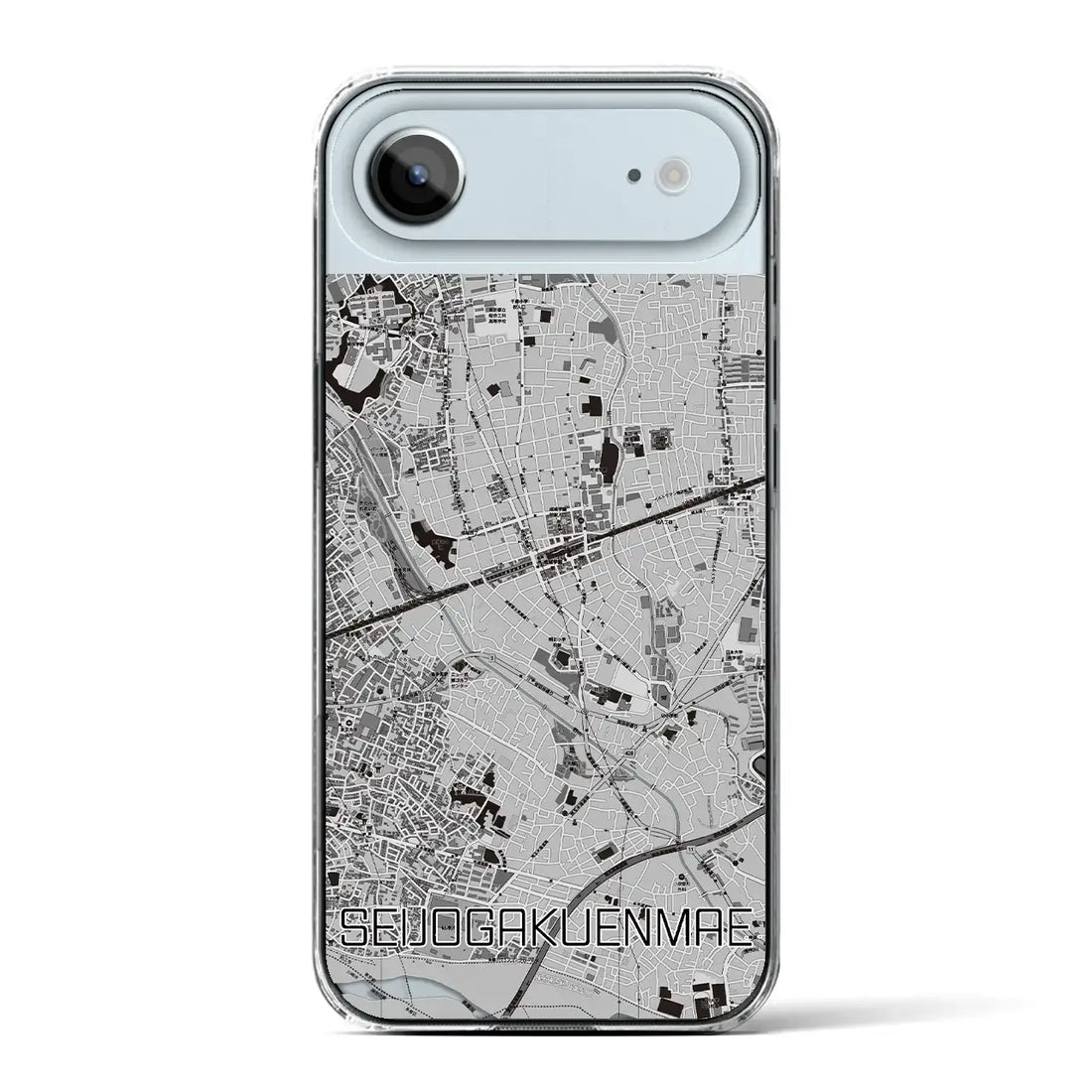 【成城学園前（東京都）】地図柄iPhoneケース（クリアタイプ）モノトーン・iPhone 17 Pro Max 用