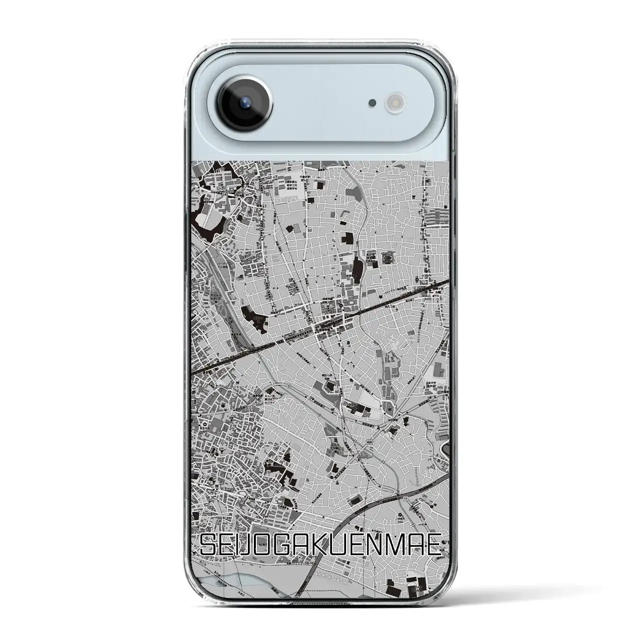 【成城学園前（東京都）】地図柄iPhoneケース（クリアタイプ）モノトーン・iPhone 17 Pro Max 用