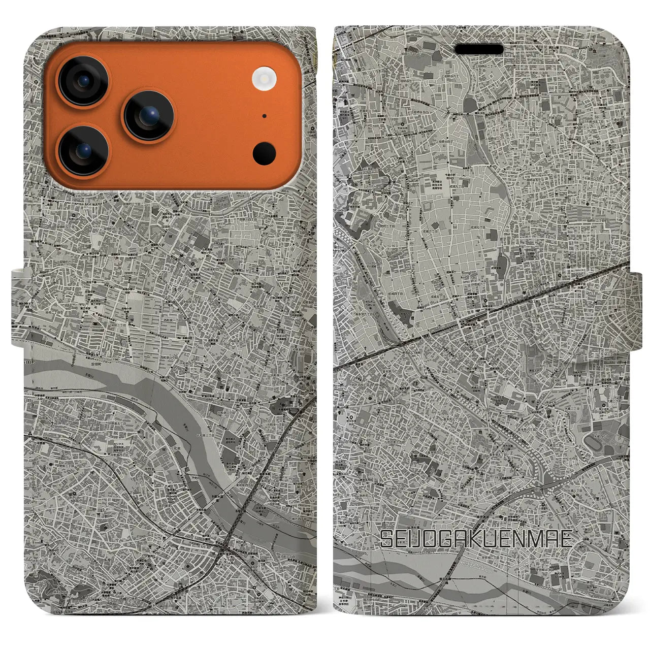 【成城学園前（東京都）】地図柄iPhoneケース（手帳タイプ）