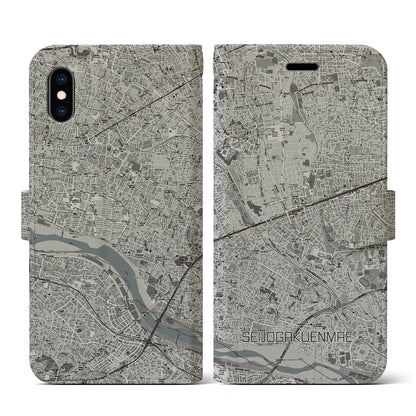 【成城学園前（東京都）】地図柄iPhoneケース（手帳タイプ）モノトーン・iPhone XS / X 用