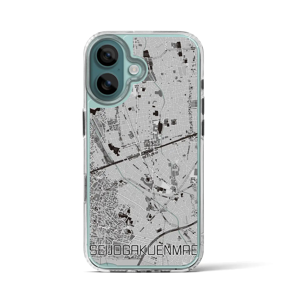 【成城学園前(東京都)】地図柄iPhoneケース(MagSafeタイプ)モノトーン・iPhone 16 Pro 用