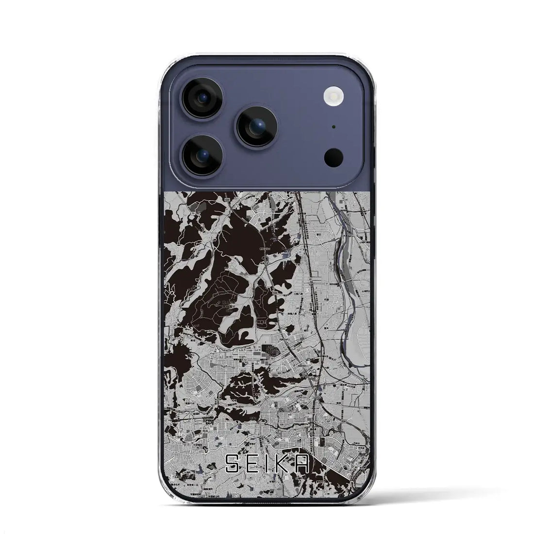 【精華（京都府）】地図柄iPhoneケース（クリアタイプ）モノトーン・iPhone 17 Pro Max 用