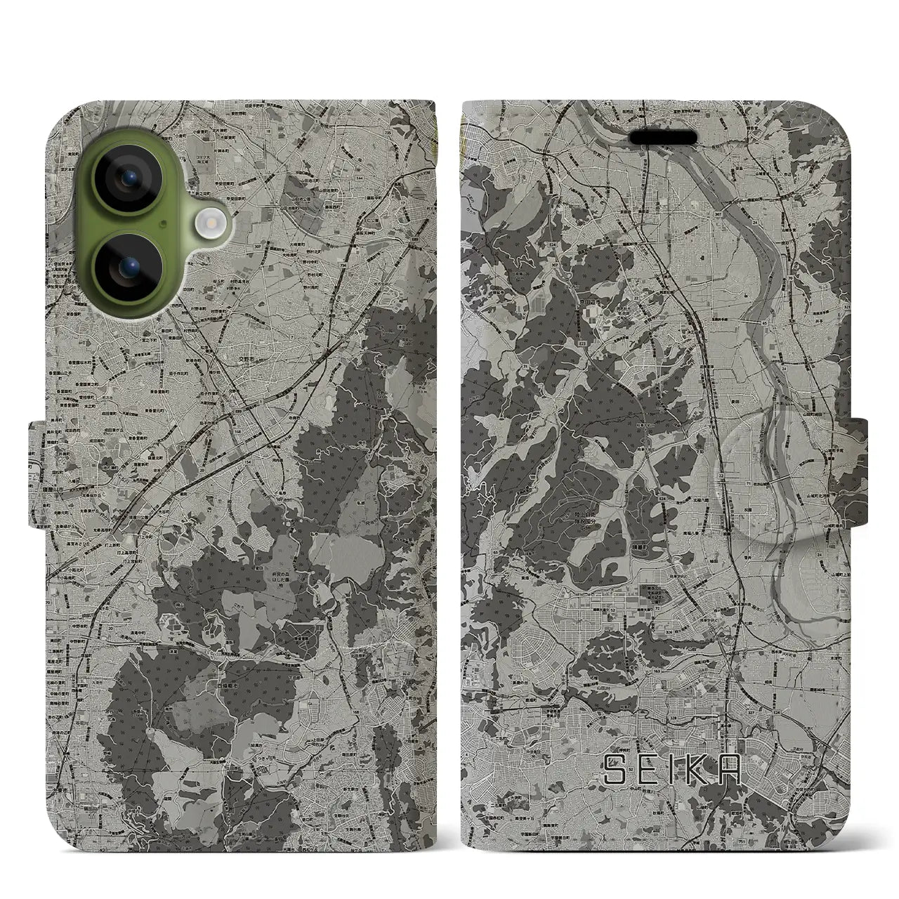 【精華（京都府）】地図柄iPhoneケース（手帳タイプ）