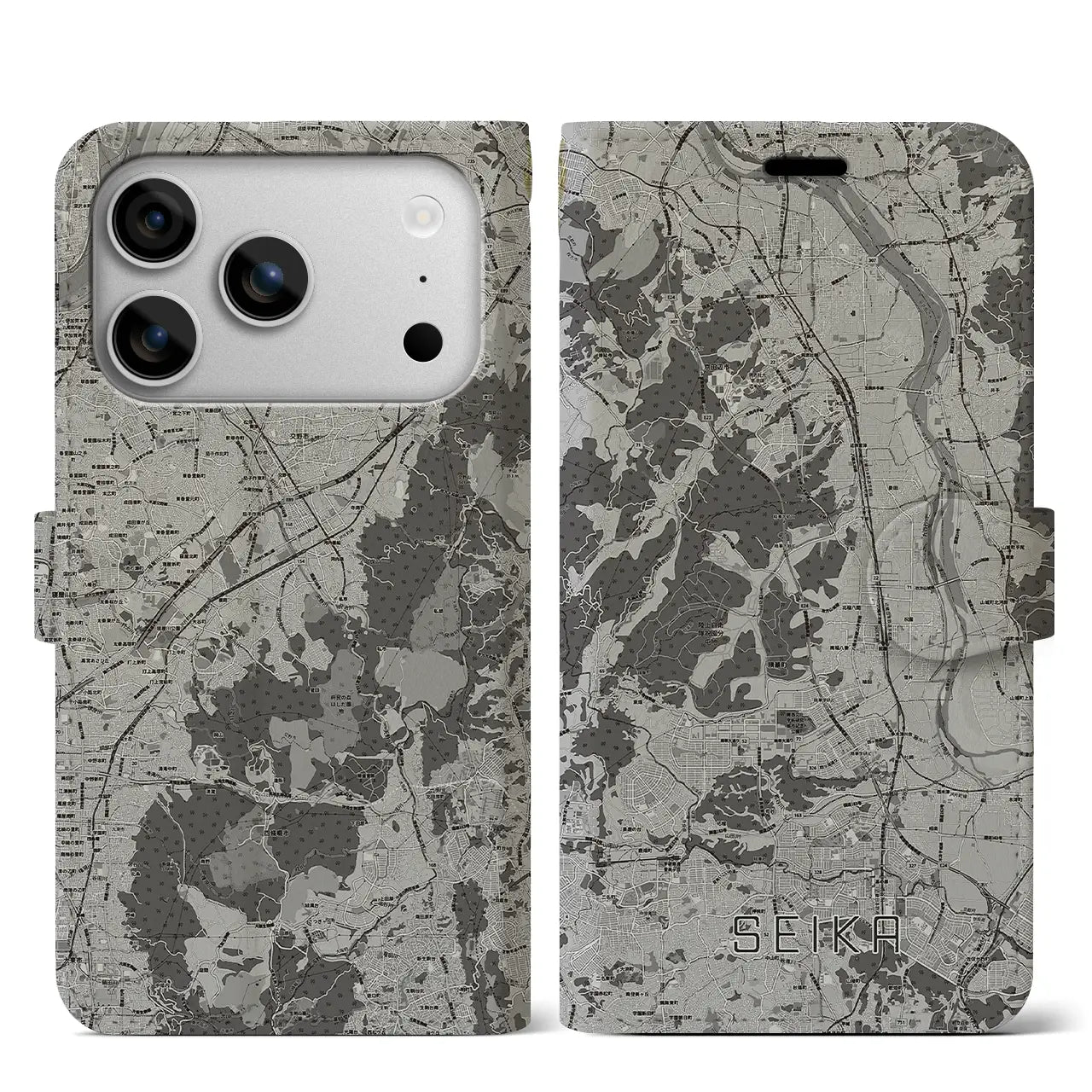 【精華（京都府）】地図柄iPhoneケース（手帳タイプ）