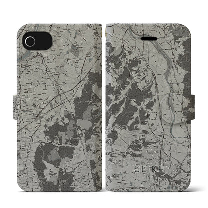 【精華（京都府）】地図柄iPhoneケース（手帳タイプ）モノトーン・iPhone SE（第3 / 第2世代） / 8 / 7 / 6s / 6 用