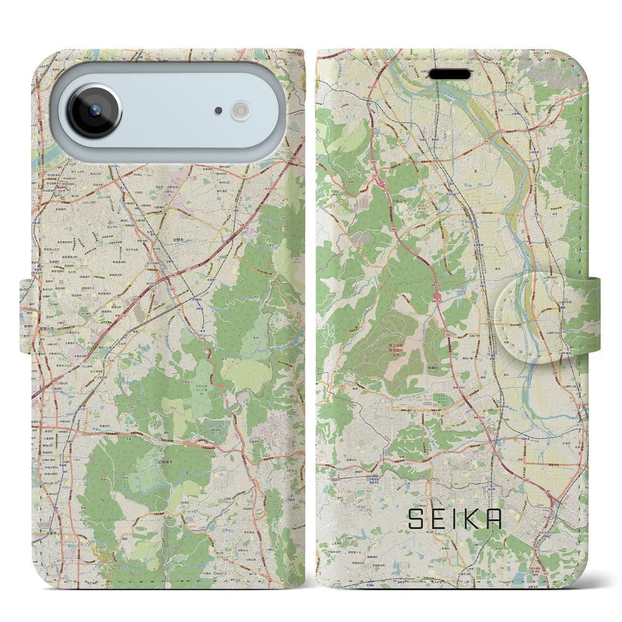 【精華（京都府）】地図柄iPhoneケース（手帳タイプ）