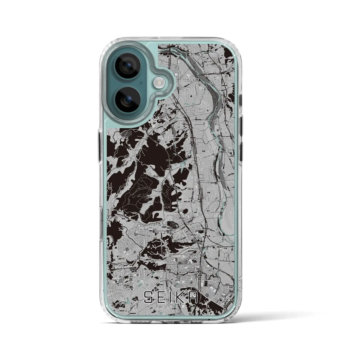 【精華（京都府）】地図柄iPhoneケース（MagSafeタイプ）モノトーン・iPhone 16 Pro 用