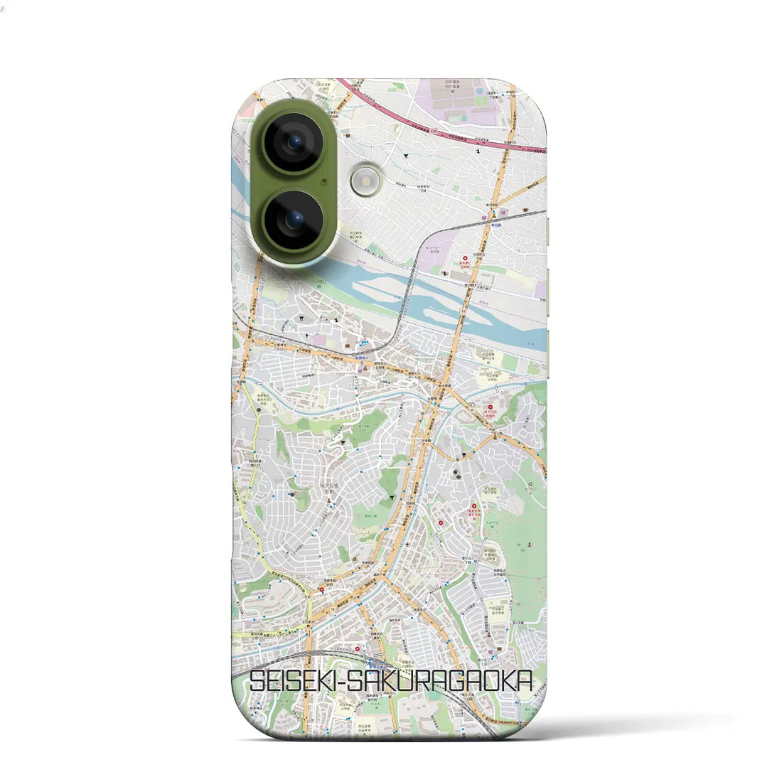 【聖蹟桜ヶ丘(東京都)】地図柄iPhoneケース(バックカバータイプ)ブラック・iPhone 17 Pro Max 用