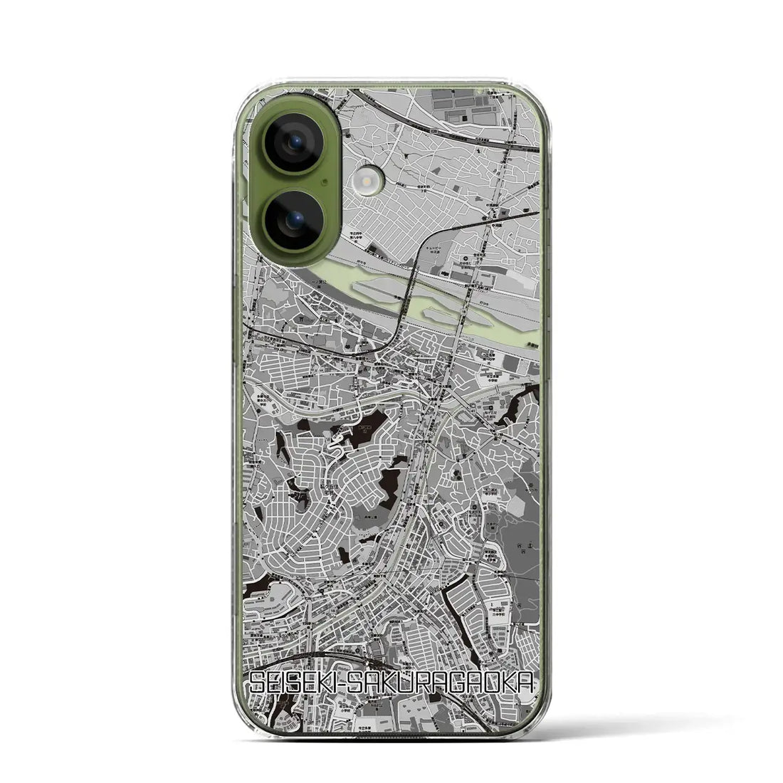 【聖蹟桜ヶ丘（東京都）】地図柄iPhoneケース（クリアタイプ）モノトーン・iPhone 17 Pro Max 用