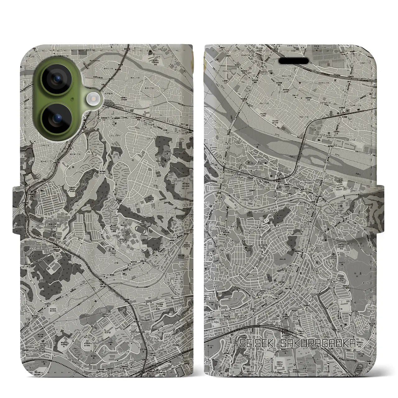 【聖蹟桜ヶ丘（東京都）】地図柄iPhoneケース（手帳タイプ）