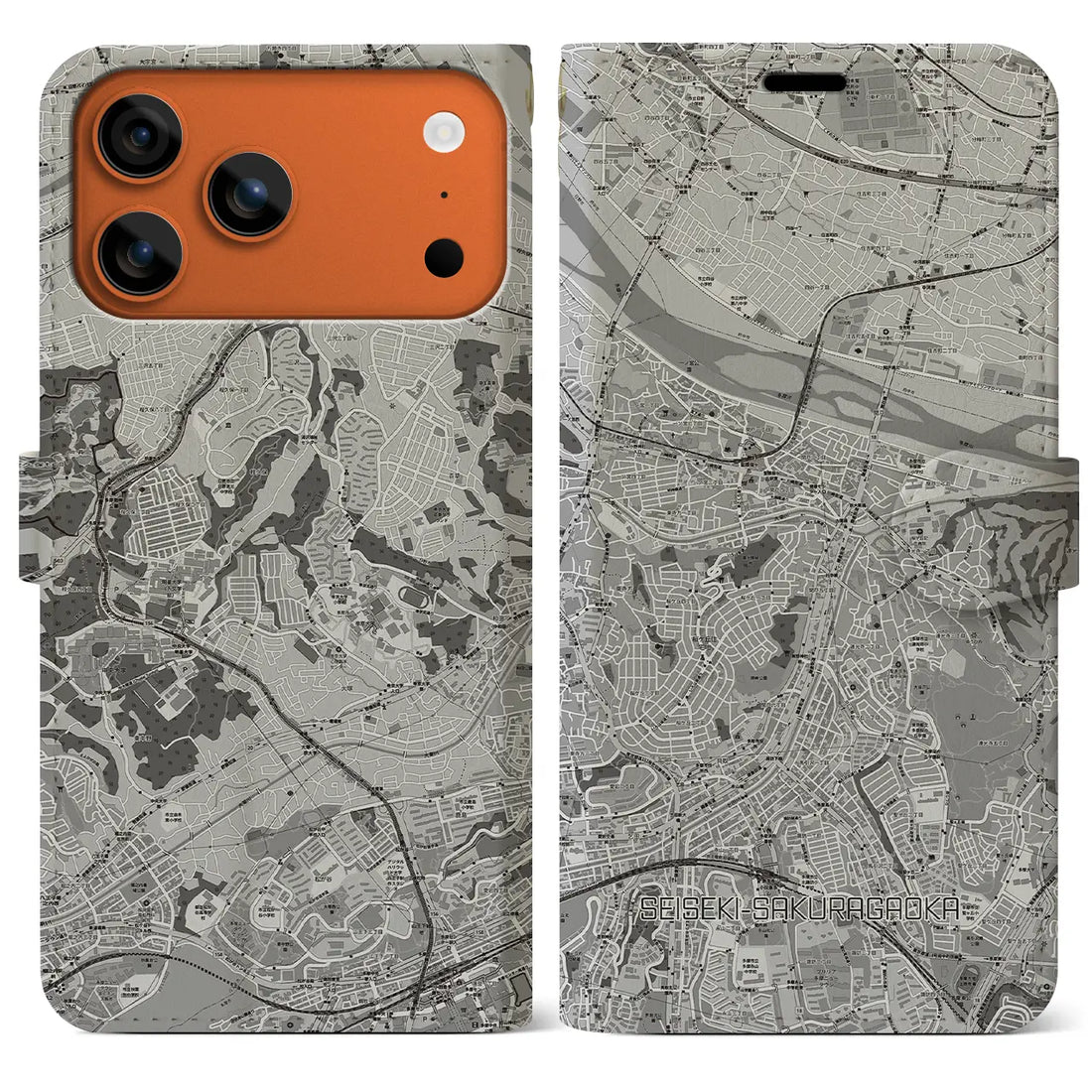 【聖蹟桜ヶ丘（東京都）】地図柄iPhoneケース（手帳タイプ）