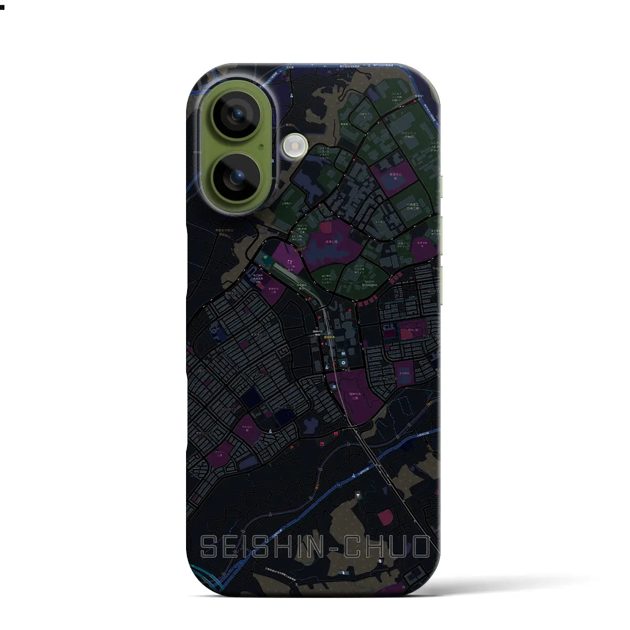 【西神中央（兵庫県）】地図柄iPhoneケース（バックカバータイプ）