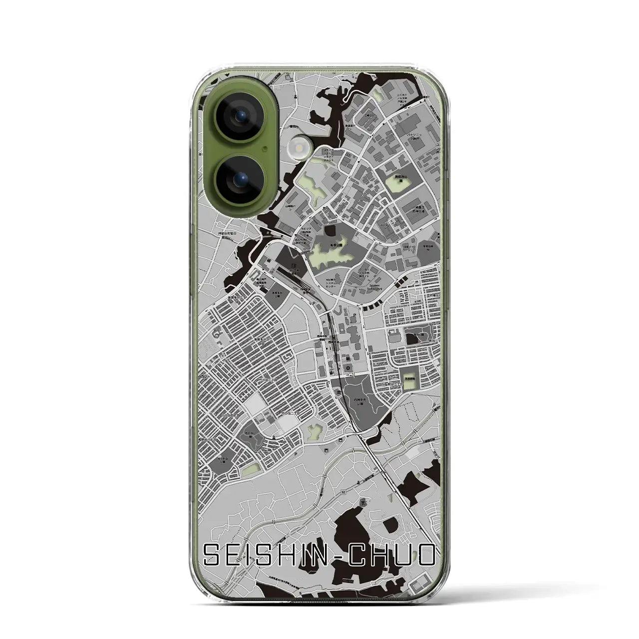 【西神中央（兵庫県）】地図柄iPhoneケース（クリアタイプ）モノトーン・iPhone 17 Pro Max 用