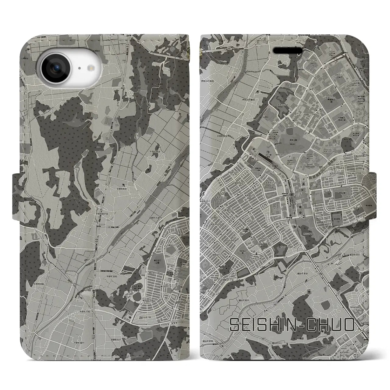 【西神中央（兵庫県）】地図柄iPhoneケース（手帳タイプ）