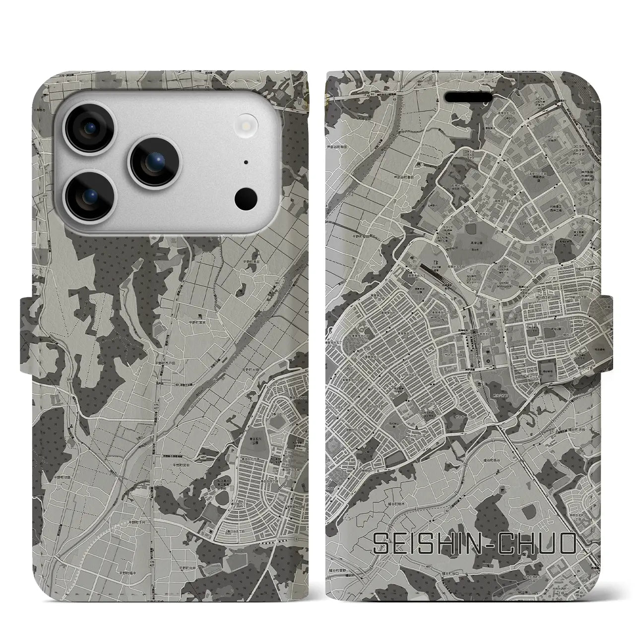 【西神中央（兵庫県）】地図柄iPhoneケース（手帳タイプ）