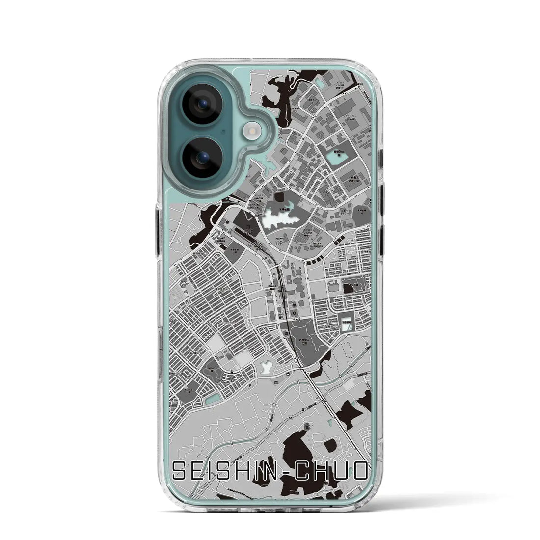 【西神中央（兵庫県）】地図柄iPhoneケース（MagSafeタイプ）モノトーン・iPhone 16 Pro 用